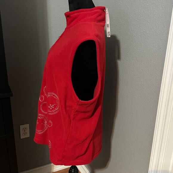 Rebecca Malone Holiday Vest Womens XL Red Fleece Snowman Embroidered Christmas - Picture 3 of 9